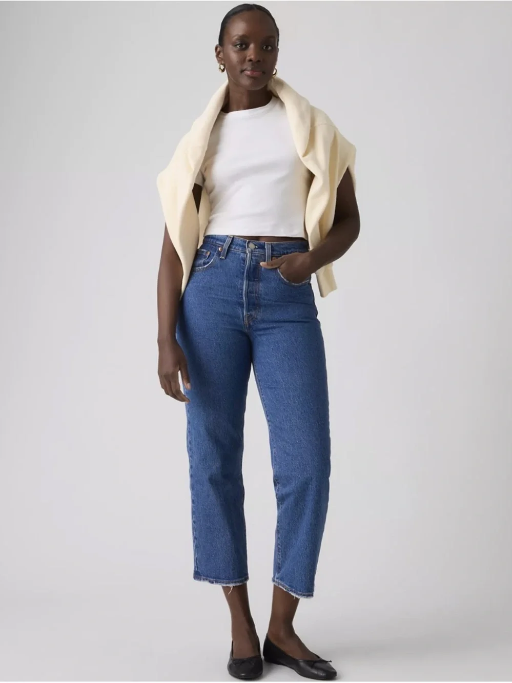 Levi's RIBCAGE STRAIGHT ANKLE WOMEN'S JEANS size 31 mid wash - Picture 1 of 7